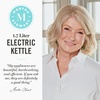 image:imageMartha Stewart Electric Kettle with Removable Stainless Steel Tea Infuser Glass Carafe17L 7 Cups Hot Water Boiler 4 Presets Keep Warm amp Auto ShutOff Cordless 360 Swivel Base Linen CreamIndigo Blue